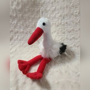 Plush Stork white , red and back Stuffed plush Animal